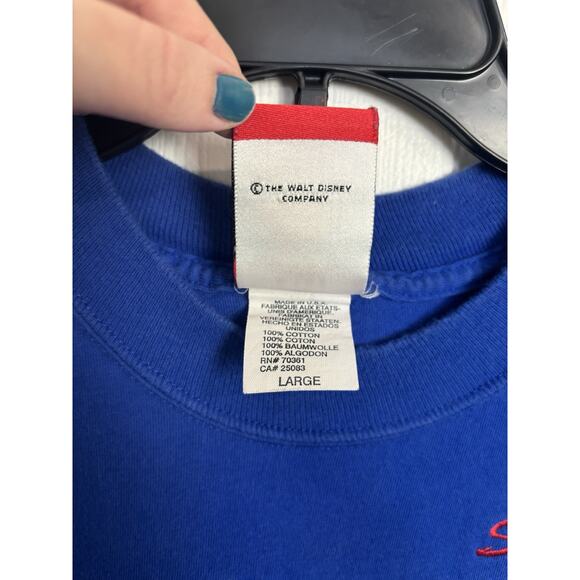 Vtg 90s Disney Embroidered Mickey Mouse Blue T-shirt Size Large Mickey Inc - Picture 4 of 6